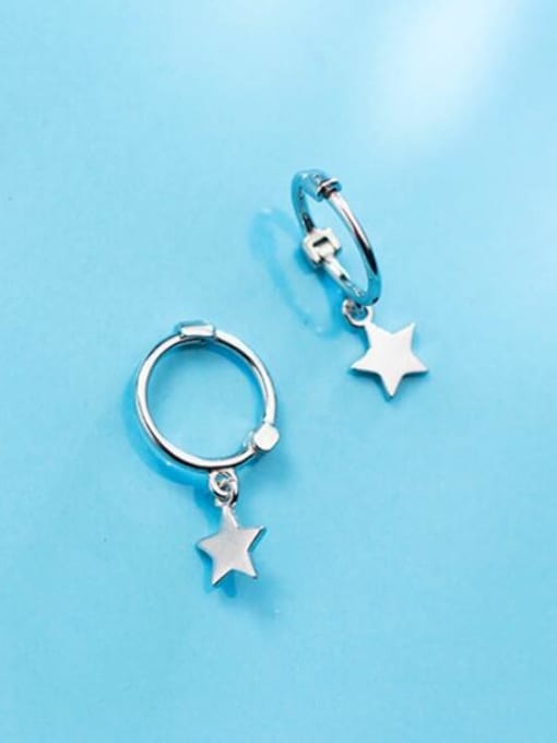Rosh 925 Sterling Silver With Platinum Plated Simplistic Star Clip On Earrings 3