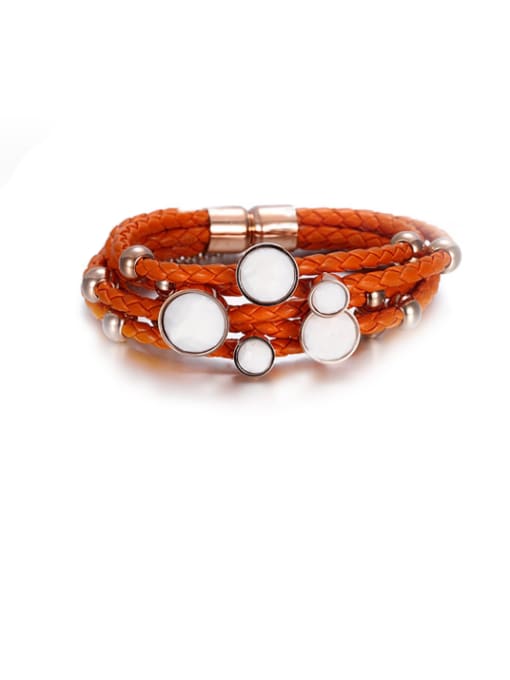 Rose Gold, Orange Fashion Titanium Round Buckle  Bracelet