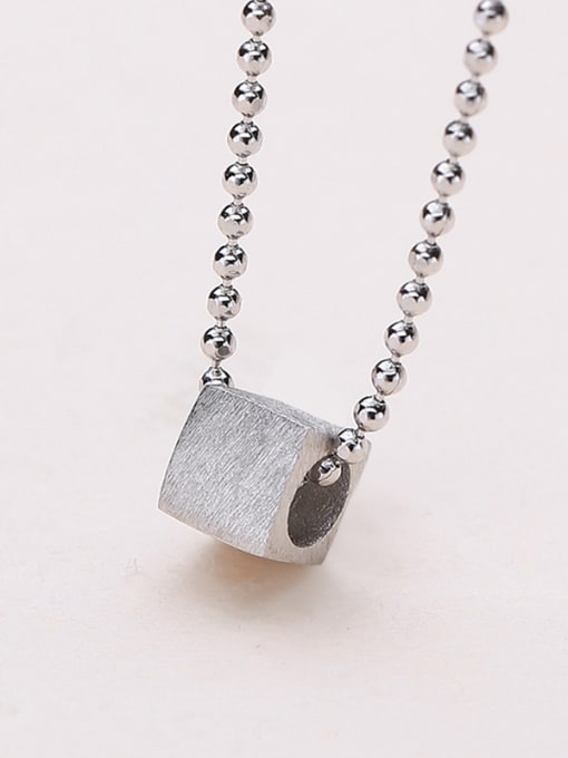 One Silver Square Shaped Necklace