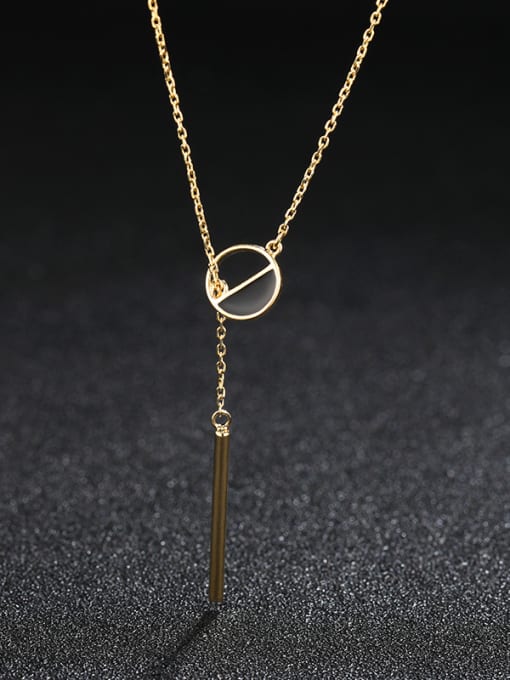 gold 925 Sterling Silver With Imitation Gold Plated Personality Semicircle Tassel  Necklaces