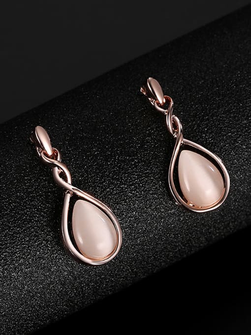 BESTIE 2018 Alloy Rose Gold Plated Fashion Artificial Stones Water Drop shaped Two Pieces Jewelry Set 2