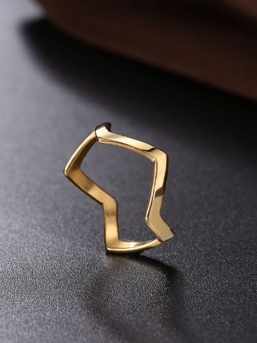 OUXI 18K Rose Gold Titanium Geometric Shaped Ring 2