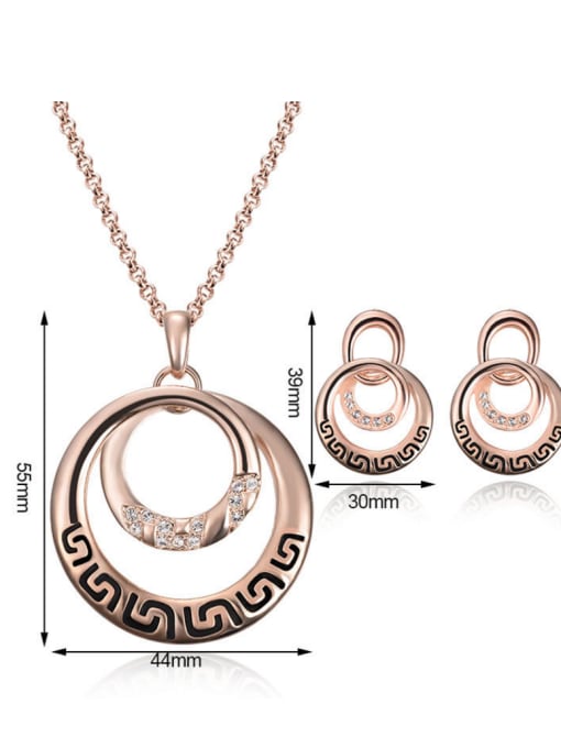 BESTIE Alloy Rose Gold Plated Fashion Rhinestones Round-shaped Two Pieces Jewelry Set 2