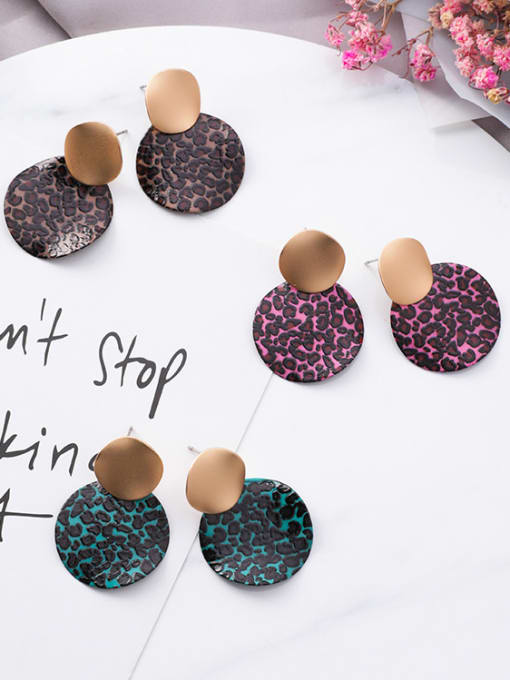 Girlhood Alloy With Gold Plated Fashion Round Leopard  Stud Earrings 0