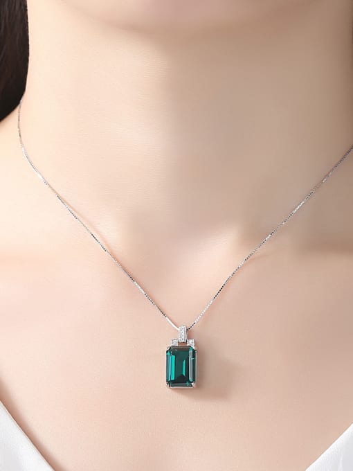 CCUI Sterling Silver Green Blue Pendant Natural Gemstone Necklace 1