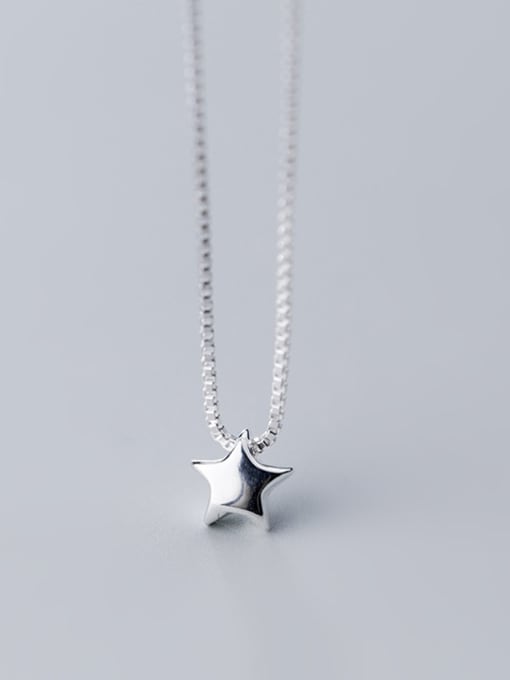Rosh 925 Sterling Silver With Silver Plated Simplistic Five-pointed Star Necklaces 0