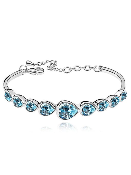 QIANZI Fashion Heart shaped austrian Crystals Alloy Bracelet 3