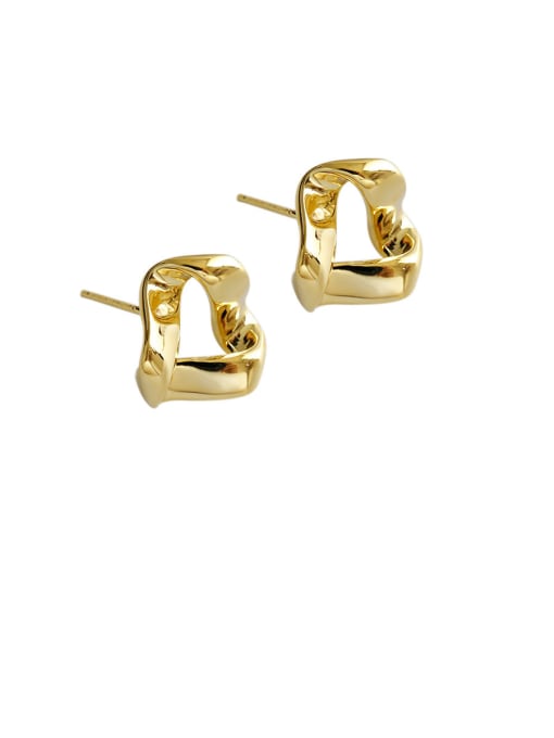 DAKA 925 Sterling Silver With Gold Plated Simplistic Hollow Geometric Stud Earrings 0