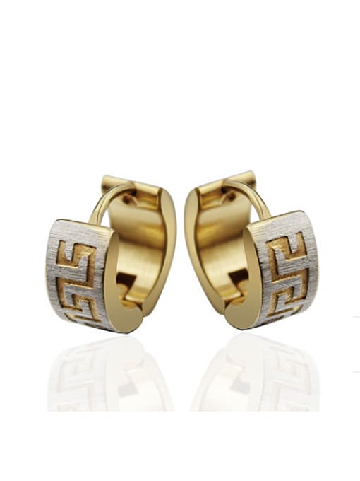 CONG Personality Gold Plated Frosted Titanium Stud Earrings 0