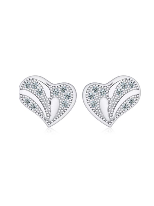 kwan Classical Full Zircons Silver Stud Earrings