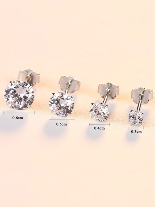 CCUI Sterling silver simple four-claw punching piece 3mm 4mm 5mm 6mm zircon earrings 2