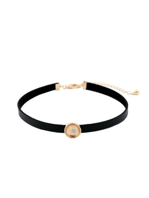 gold Simple Colorful Artificial Stones Alloy Choker