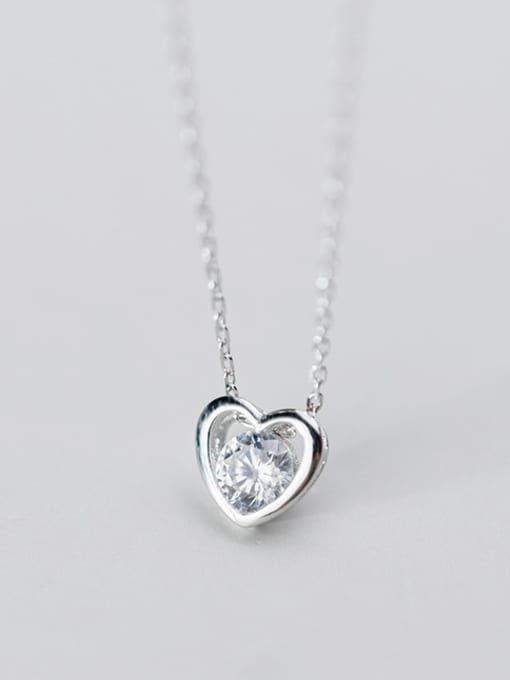 Rosh 925 Sterling Silver With Platinum Plated Simplistic Heart Locket Necklace 1