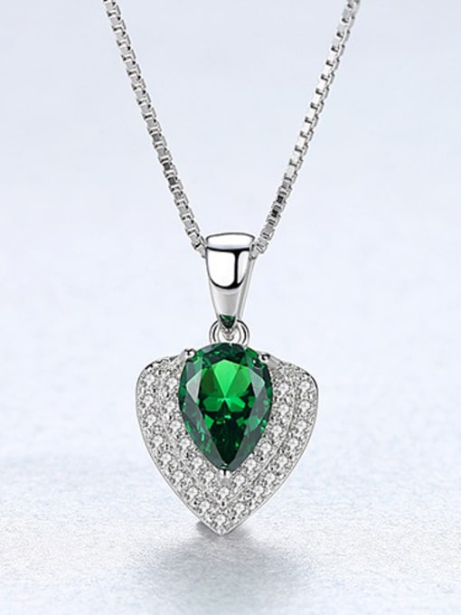 Green 925 Sterling Silver With Gemstone Delicate Heart Locket Necklace