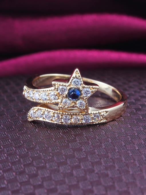 SANTIAGO Blue 18K Gold Plated Star Shaped Zircon Ring 1