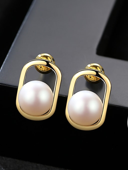 CCUI Sterling silver natural 8-8.5mm pearl earrings 0