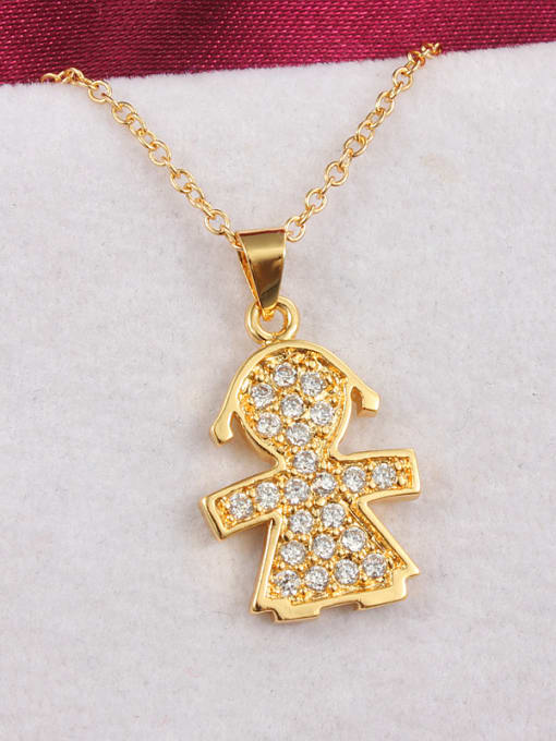 SANTIAGO Anti Allergic 18K Gold Plated Human Shaped Zircon Necklace 2