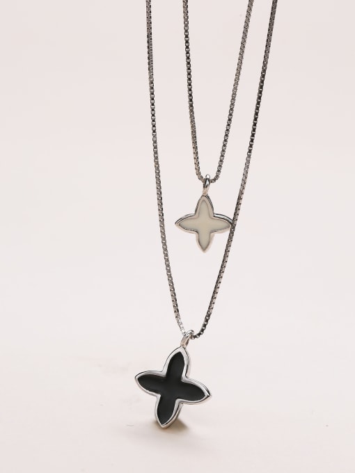 One Silver Double Chain Star Necklace 2
