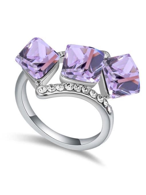 purple Simple Cubic Three austrian Crystals Alloy Ring