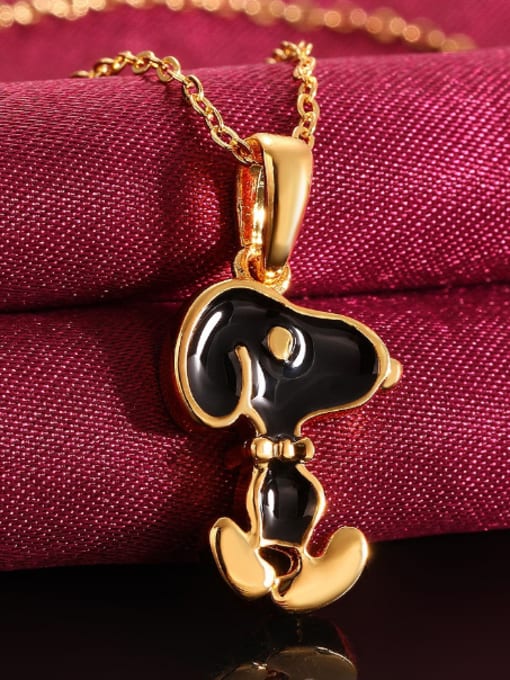 OUXI Fashion Cartoon Snoopy Rhinestones Necklace 1