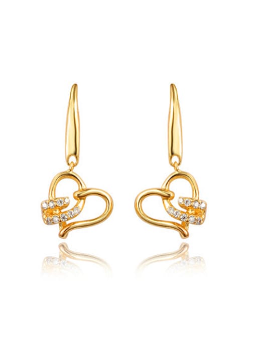 Gold Creative 18K Gold Plated Heart Shaped Zircon Drop Earrings