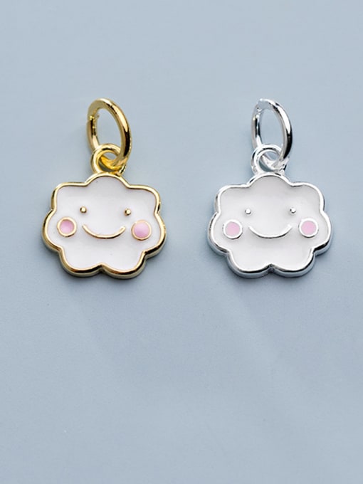 FAN 925 Sterling Silver With  Enamel  Cute Geometric  Smiling Face Charms