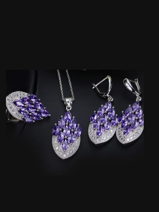 Purple Ring 7 Yards Exquisite Luxury Wedding Accessories Jewelry Set