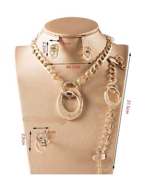 Lan Fu Fashion Rhinestones Round Four Pieces Jewelry Set 2