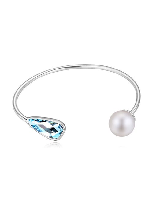 blue Simple austrian Crystal Imitation Pearl Opening Bangle
