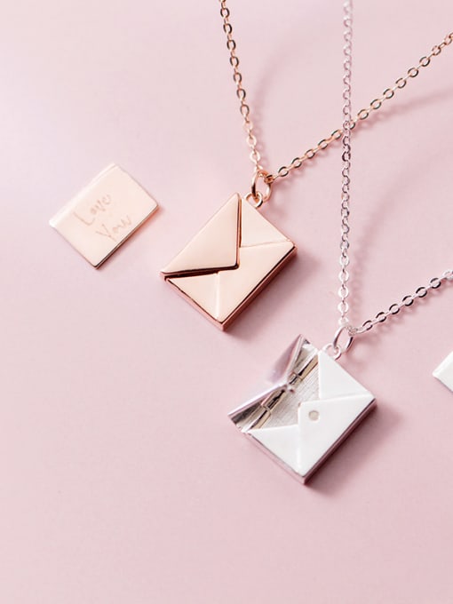 Rosh Sterling Silver simple square envelopes love letter necklace 2