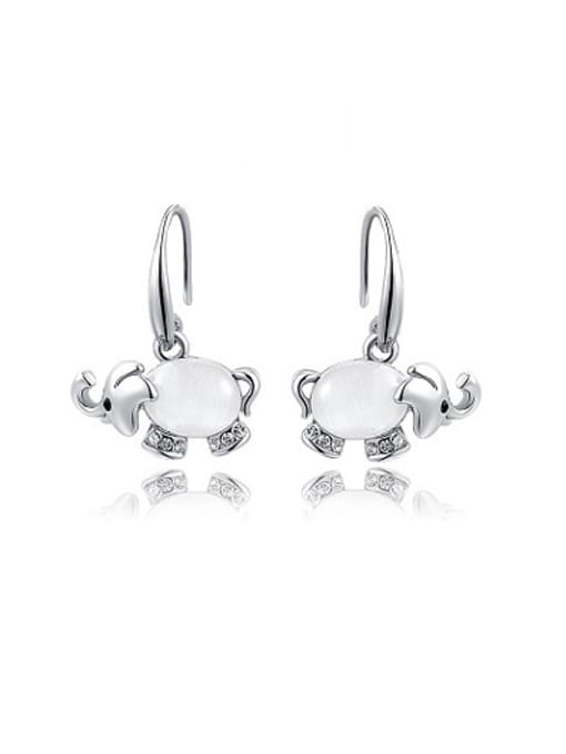 Ronaldo Exquisite Elephant Shaped Opal Drop Earrings