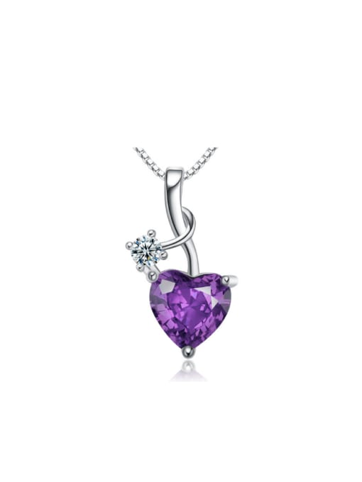 kwan Personality Heart -shape Amethyst Zircon Pendant 0