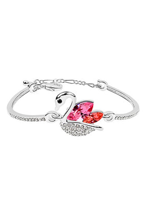 pink Fashion austrian Crystals Little Swan Alloy Bracelet