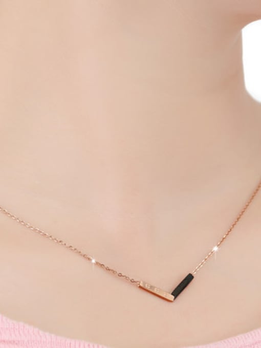 OUXI Titanium Personality Rose Gold V Shaped Necklace 1