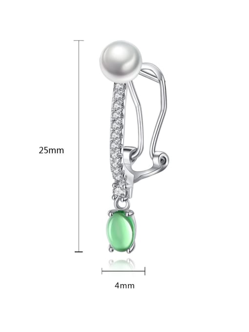 BLING SU AAA zircon Pearl Earring emerald Earrings 4