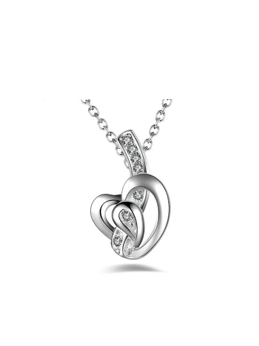 Ya Heng Fashion Cubic Zirconias Heart Pendant Copper Necklace 0