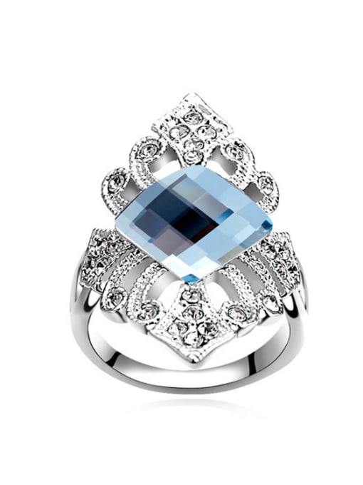 light blue Exaggerated Rhombus austrian Crystals Alloy Ring