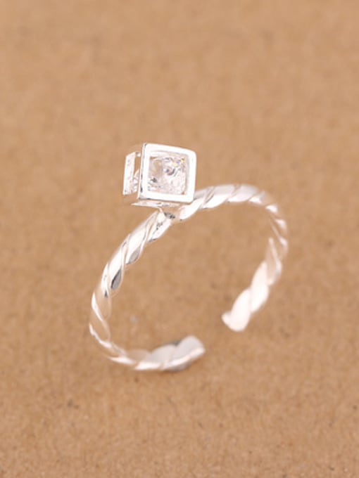 Peng Yuan Cubic Rhinestone Twisted Opening Ring 0