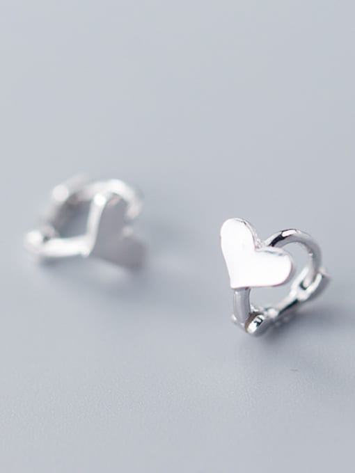 Rosh 925 Sterling Silver With Platinum Plated Cute Heart Clip On Earrings 1