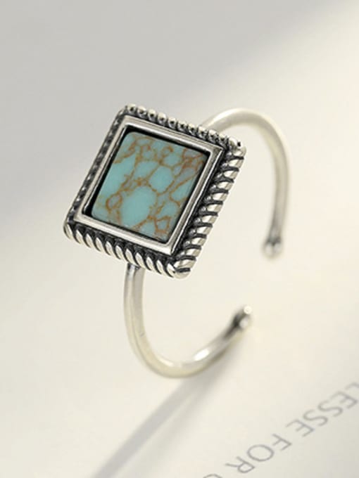 Platinum 925 Sterling Silver With Platinum Plated Fashion Square Free Size Rings