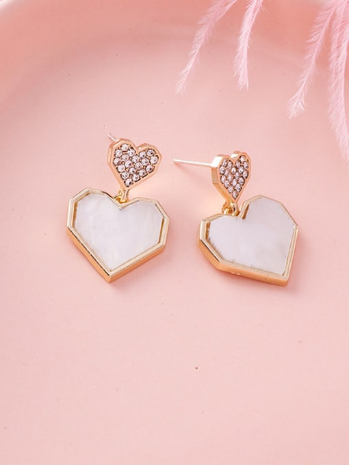 Girlhood Alloy With Gold Plated Simplistic Heart Drop Earrings 2