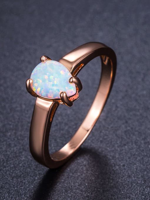 UNIENO Rose Gold Plated Opal Simple Style Ring 1