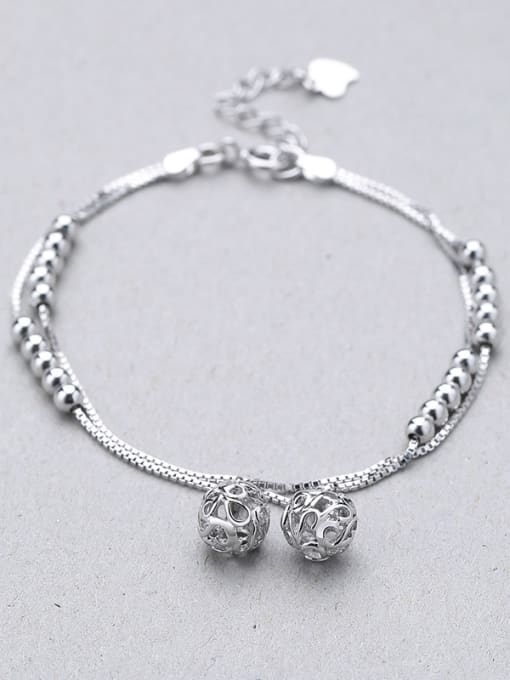 One Silver Hollow Ball Shaped Silver Bracelet 2