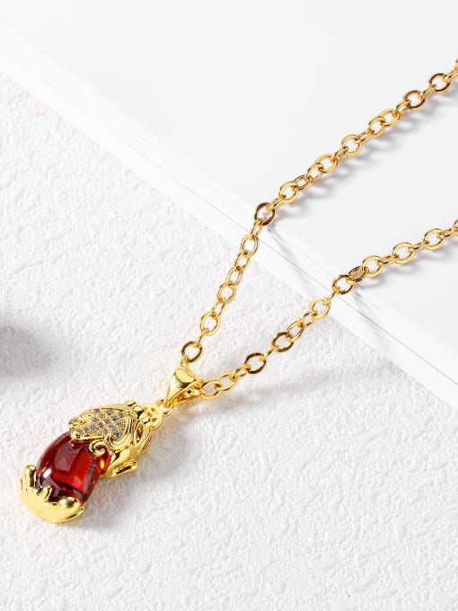 Open Sky Fashion 24K Gold Plated Ruby Stone Necklace 2