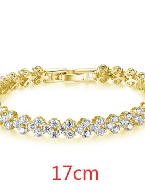 Golden 17Cm A Fashionable copper inlaid AAA zircon Rome Bracelet