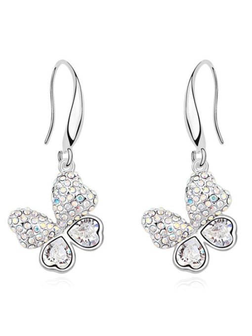 White Fashion austrian Crystals-covered Butterfly Alloy Earrings