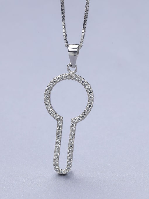 One Silver Exquisite Key Shaped Zircon Pendant 2