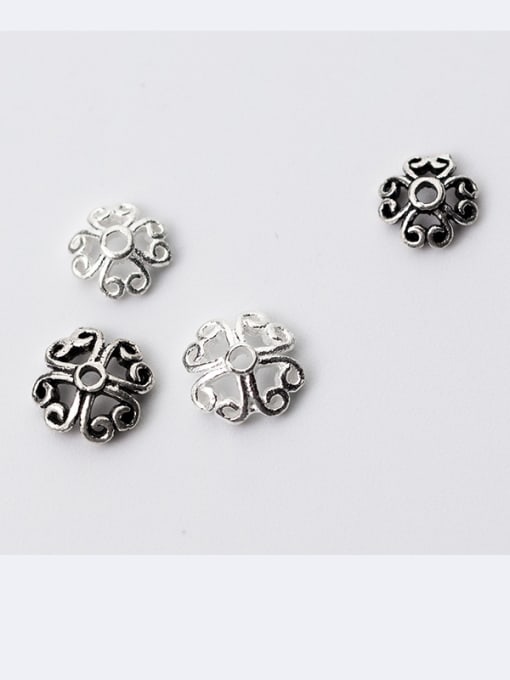 FAN 925 Sterling Silver With Antique Silver Plated Vintage Flower Bead Caps 1