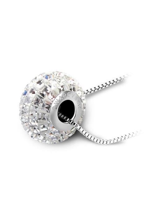 White Simple austrian Crystals Bead Pendant Alloy Necklace