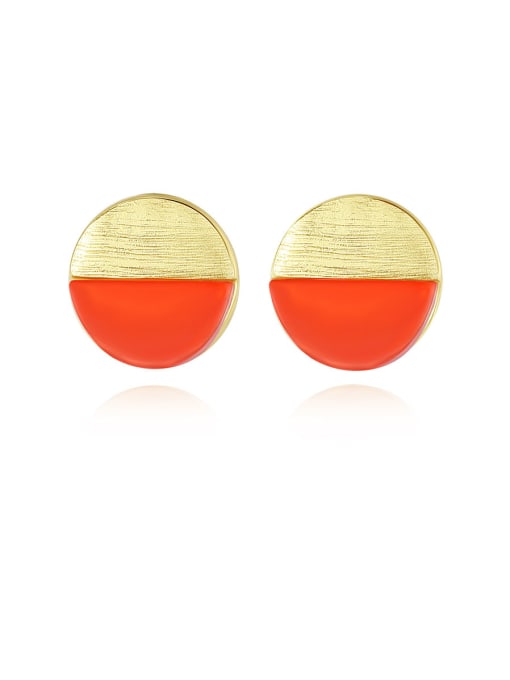 CCUI 925 Sterling Silver With Enamel Simplistic Round Stud Earrings 0